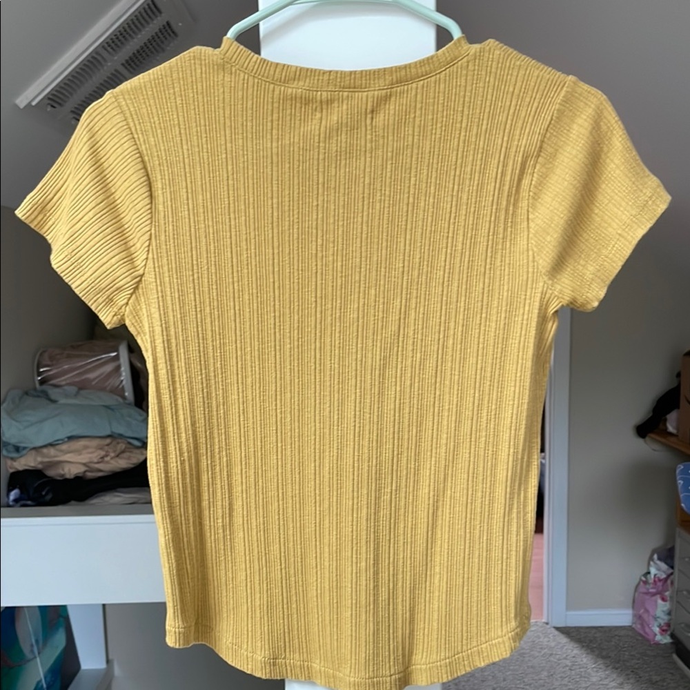 Madewell, XS, Yellow Button-Up Ribbed Top - Picture 3 of 3